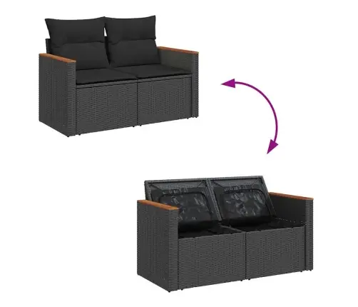 6-Osaline Aiadiivani Komplekt Patjadega, Must, Polürotang