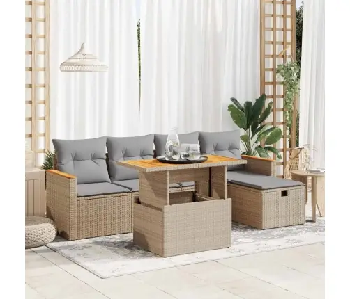 6-Osaline Aiadiivani Komplekt Patjadega, Beež, Polürotang