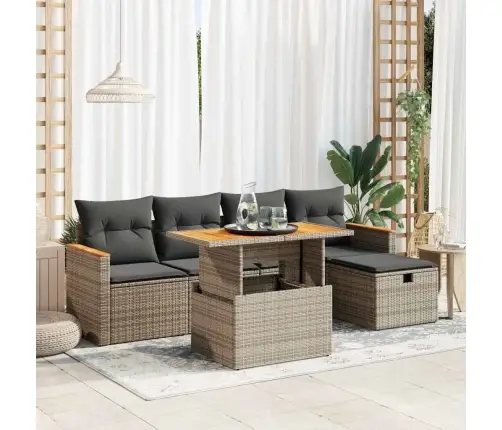 6-Osaline Aiadiivani Komplekt Patjadega, Hall, Polürotang 6-Osaline Aiadiivani Komplekt Patjadega, Hall, Polürotang