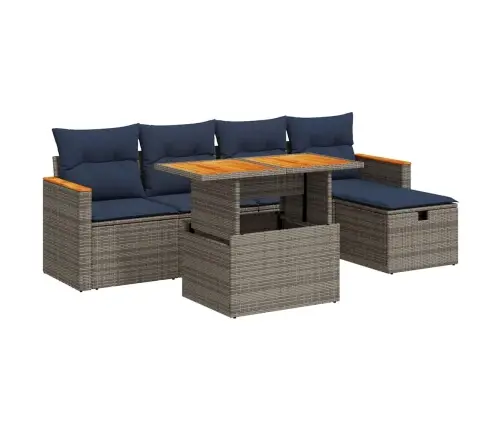 6-Daļīgs Dārza Dīvāna Komplekts, Matrači, Pelēka Pe Rotangpalma Vidaxl