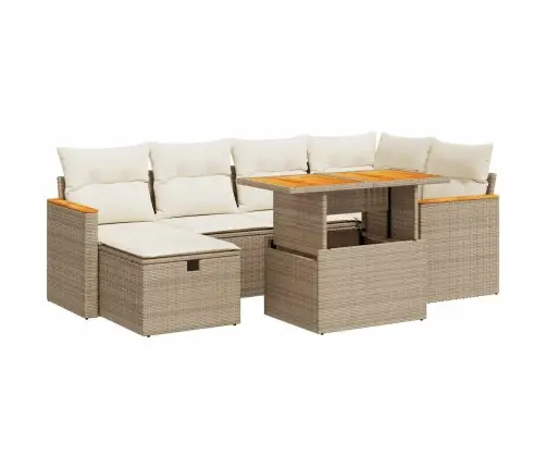 Sofos Komplektas Su Pagalvėlėmis, 8 Dalių, Smėlio, Poliratanas