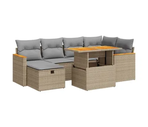 8-Daļīgs Dārza Dīvāna Komplekts, Matrači, Bēša Pe Rotangpalma Vidaxl