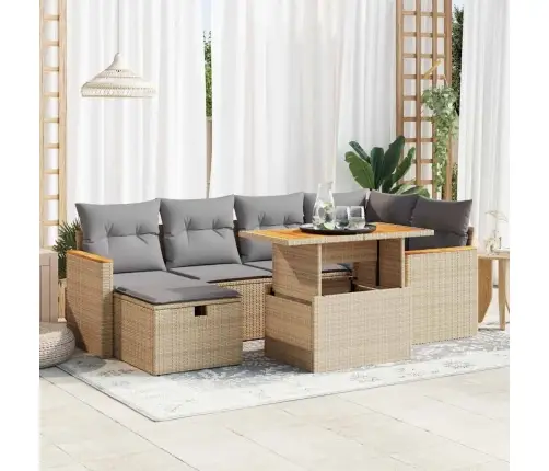 8-Daļīgs Dārza Dīvāna Komplekts, Matrači, Bēša Pe Rotangpalma Vidaxl