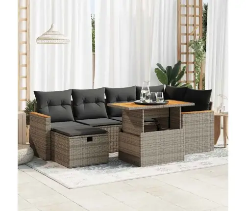 8-Daļīgs Dārza Dīvāna Komplekts Ar Matračiem, Pelēks Pe Pinums Vidaxl