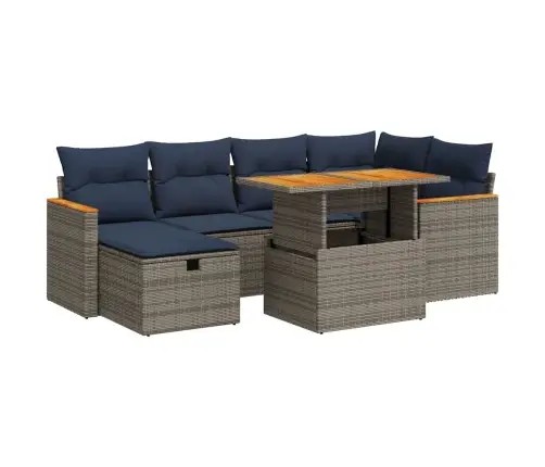 7-Daļīgs Dārza Dīvāna Komplekts, Matrači, Pelēka Pe Rotangpalma Vidaxl