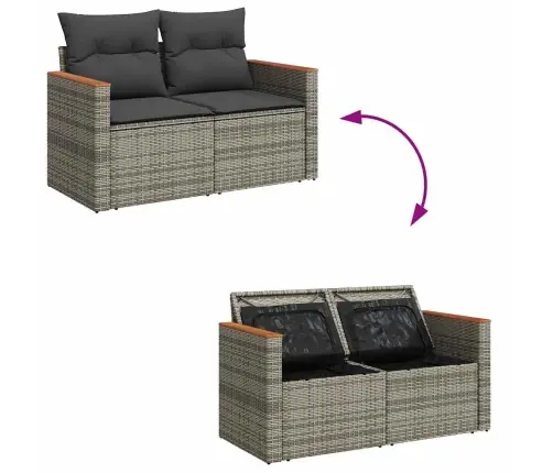 5-Daļīgs Dārza Dīvāna Komplekts Ar Matračiem, Pelēks Pe Pinums Vidaxl