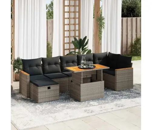 5-Daļīgs Dārza Dīvāna Komplekts Ar Matračiem, Pelēks Pe Pinums Vidaxl