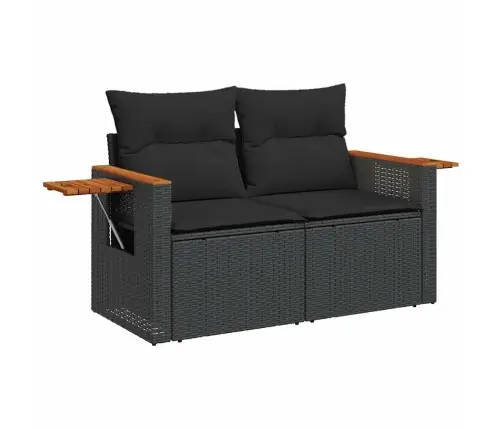 Sofos Komplektas Su Pagalvėlėmis, 6 Dalių, Juodas, Poliratanas