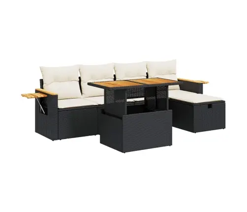 6-Daļīgs Dārza Dīvāna Komplekts, Matrači, Melna Pe Rotanpalma Vidaxl