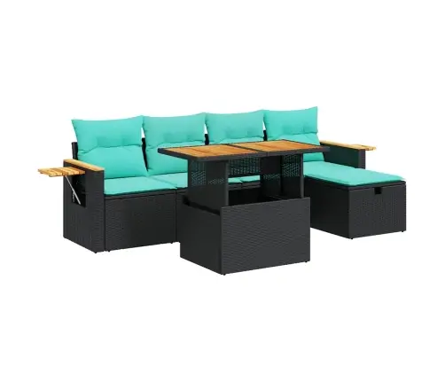 6-Daļīgs Dārza Dīvāna Komplekts, Matrači, Melna Pe Rotangpalma Vidaxl