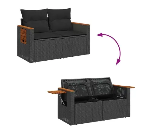 8-Osaline Aiadiivani Komplekt Patjadega, Must, Polürotang