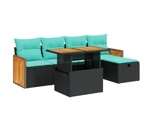 6-Daļīgs Dārza Dīvāna Komplekts, Matrači, Melna Pe Rotangpalma Vidaxl