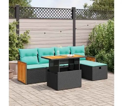 6-Daļīgs Dārza Dīvāna Komplekts, Matrači, Melna Pe Rotangpalma Vidaxl