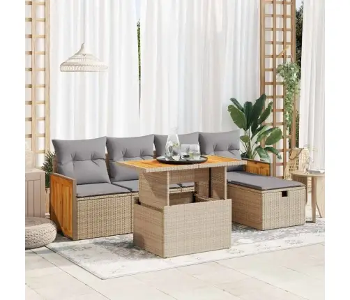 6-Osaline Aiadiivani Komplekt Patjadega, Beež, Polürotang