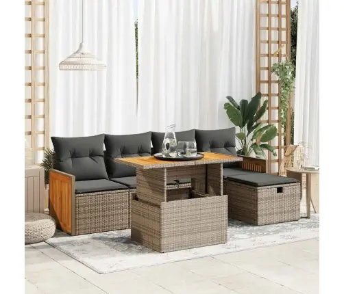 Sofos Komplektas Su Pagalvėlėmis, 6 Dalių, Pilkas, Poliratanas