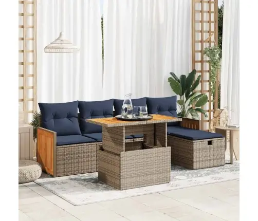 Sodo Komplektas Su Pagalvėlėmis, 6 Dalių, Poliratanas/Akacija