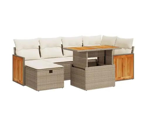 8-Daļīgs Dārza Dīvāna Komplekts, Matrači, Bēša Pe Rotangpalma Vidaxl