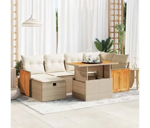 8-Daļīgs Dārza Dīvāna Komplekts, Matrači, Bēša Pe Rotangpalma Vidaxl