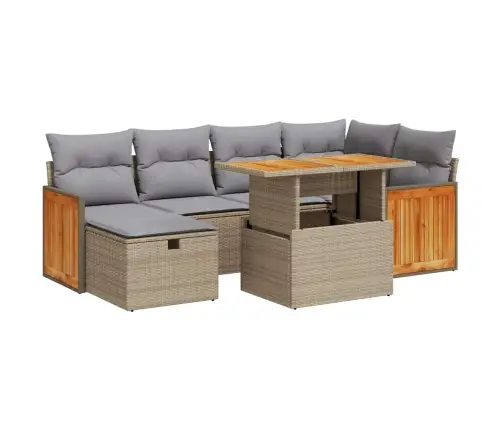 Sofos Komplektas Su Pagalvėlėmis, 8 Dalių, Smėlio, Poliratanas