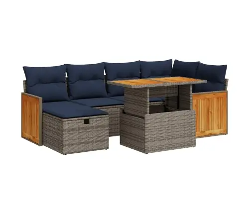 Sodo Komplektas Su Pagalvėlėmis, 7 Dalių, Poliratanas/Akacija