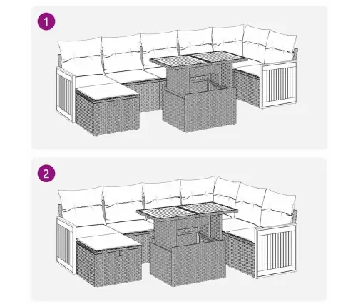 5-Osaline Aiadiivani Komplekt Patjadega, Beež, Polürotang