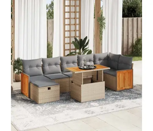 Sofos Komplektas Su Pagalvėlėmis, 5 Dalių, Smėlio, Poliratanas