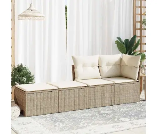 2-Daļīgs Dārza Dīvāna Komplekts, Matrači, Bēša Pe Rotangpalma Vidaxl