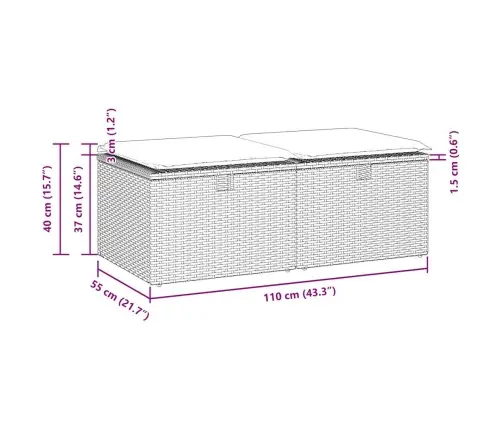 2-Osaline Aiadiivani Komplekt Patjadega, Must, Rotang/Akaatsia