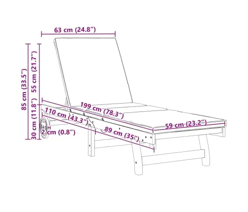Sauļošanās Krēsls Brūna 63 X 199 X 85Cm Akācijas Masīvkoks Vidaxl Sauļošanās Krēsls Brūna 63 X 199 X 85Cm Akācijas Masīvkoks Vidaxl