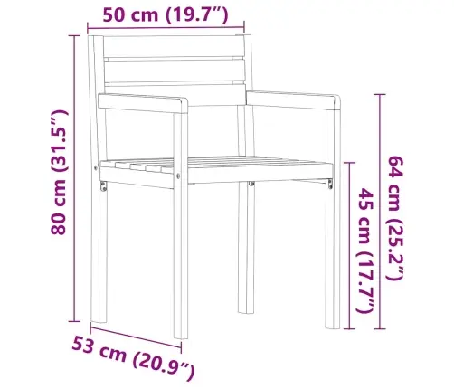 Sodo Kėdės, 4 Vnt., 50X53X80cm Akacijos Masyvas