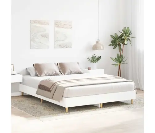 Gultas Rāmis Bez Matrača, Balts, 150X200 Cm, Inženierijas Koks Vidaxl