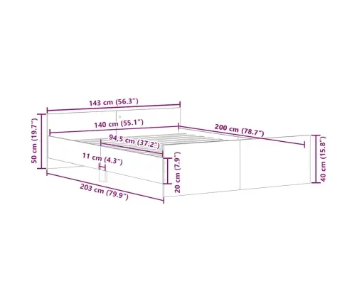 Voodiraam Ilma Madratsita, Käsitöötamm 140X200 cm Tehispuit