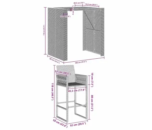 5-Daļīgs Dārza Mēbeļu Komplekts Bez Matračiem, Pe Rotangpalma Vidaxl