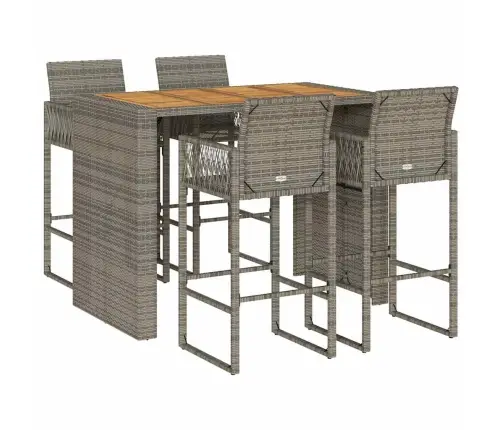 5 Dalių Sodo Baro Komplektas Be Pagalvėlių Pilka Polirotango