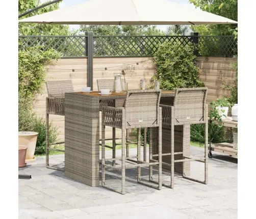 5 Dalių Sodo Baro Komplektas Be Pagalvėlių Pilka Polirotango