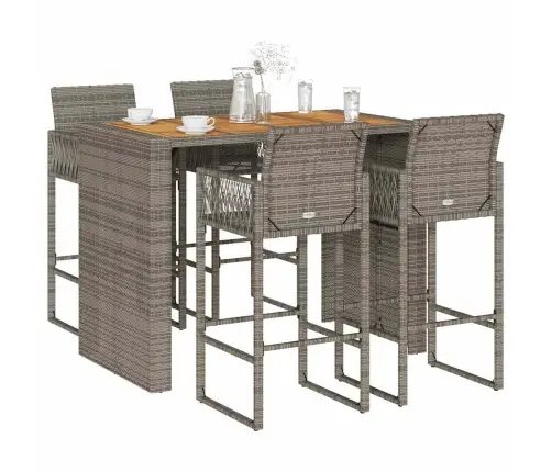 5 Dalių Sodo Baro Komplektas Be Pagalvėlių Pilka Polirotango