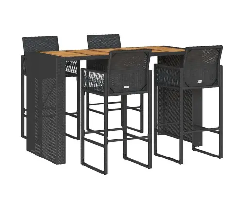 5 Dalių Sodo Baro Komplektas Be Pagalvėlių Juoda Polietileno