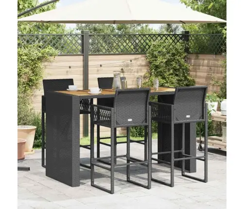 5 Dalių Sodo Baro Komplektas Be Pagalvėlių Juoda Polietileno