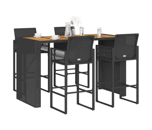 5 Dalių Sodo Baro Komplektas Be Pagalvėlių Juoda Polietileno