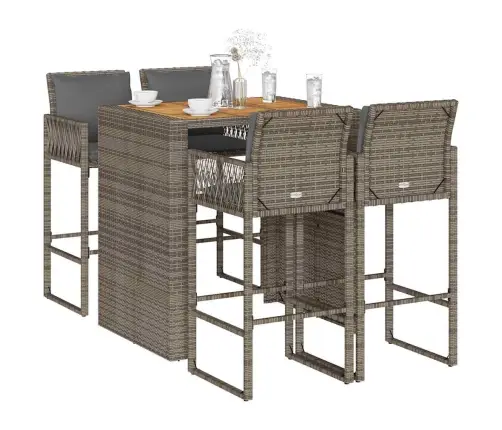 5-Osaline Aiatangide Komplekt Patjadega Hall Polürotangist