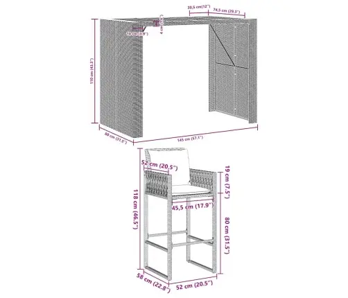 5-Daļīgs Dārza Mēbeļu Komplekts Ar Matračiem, Pe Rotangpalma Vidaxl