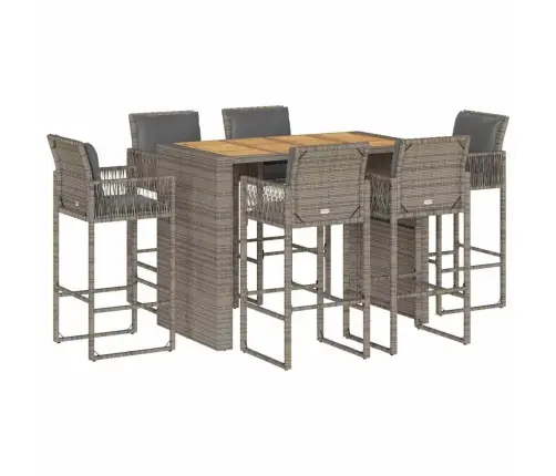 Sodo Komplektas Su Pagalvėlėmis, 7 Dalių, Pilkas, Poliratanas