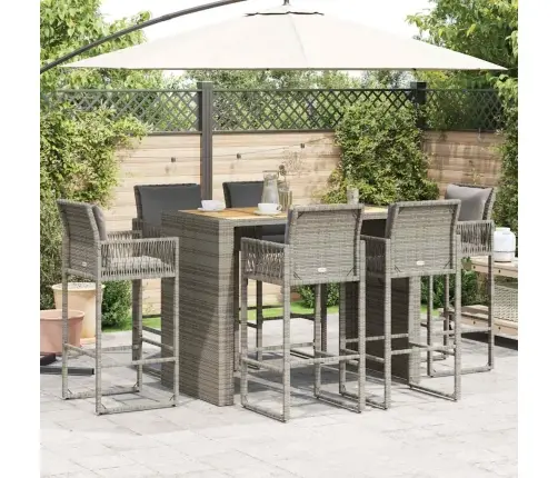 Sodo Komplektas Su Pagalvėlėmis, 7 Dalių, Pilkas, Poliratanas