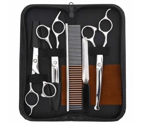 6 Gabalu Suņu Kopšanas Šķēru Komplekts No Nerūsējošā Tērauda Vidaxl