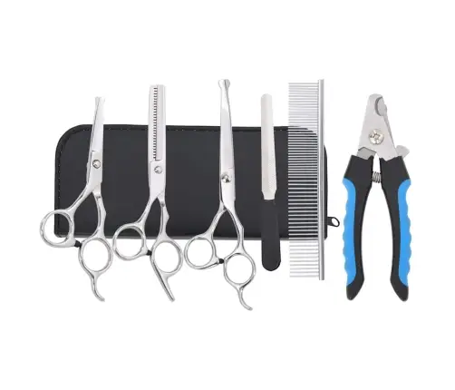 6 Gabalu Suņu Kopšanas Šķēru Komplekts No Nerūsējošā Tērauda Vidaxl