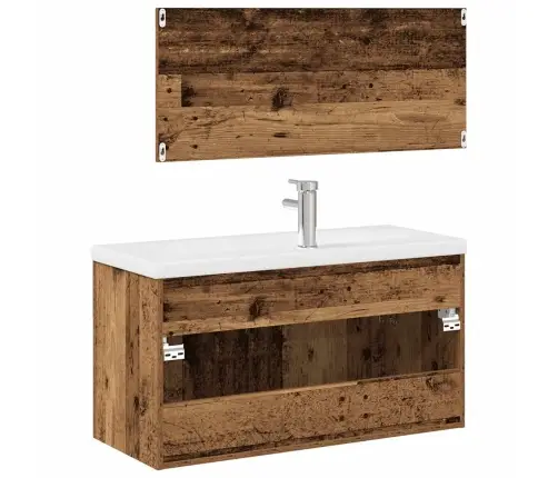 3-Osaline Vannitoa Mööblikomplekt, Vana Puit, Tehispuit