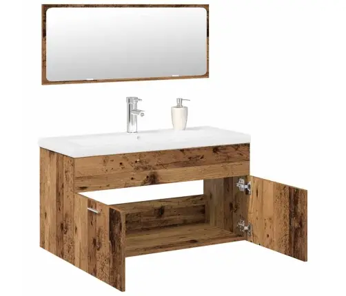 3-Osaline Vannitoa Mööblikomplekt, Vana Puit, Tehispuit