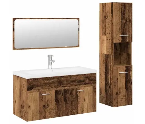 4-Daļīgs Vannasistabas Mēbeļu Komplekts, Veca Koka, Koks Vidaxl