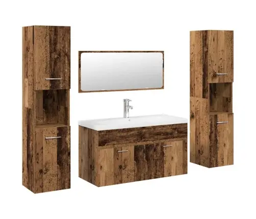 5-Osaline Vannitoa Mööblikomplekt, Vana Puit, Tehispuit