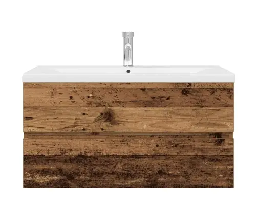 Izlietnes Skapis Ar Iebūvētu Izlietni Un Jaucējkrānu Veci Dēļi Vidaxl